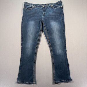 Seven7 Bootcut Jeans Womens 22 Blue Medium Wash Cowgirl Rodeo Big Stitch Outdoor